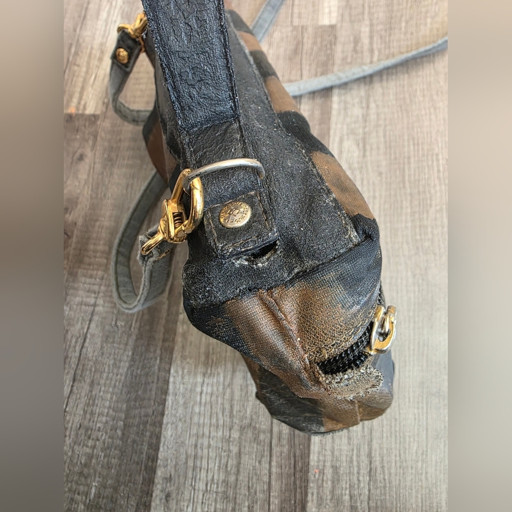 FENDI Pequin Striped Crossbody Bag Upcycled Designer Authentic Flawed Preppy Y2K - Picture 5 of 16